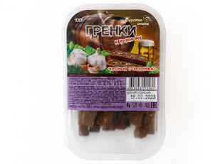 Ведро Ржаные гренки с чесноком: Сурские гренки Чеснок с зеленью (100 гр)